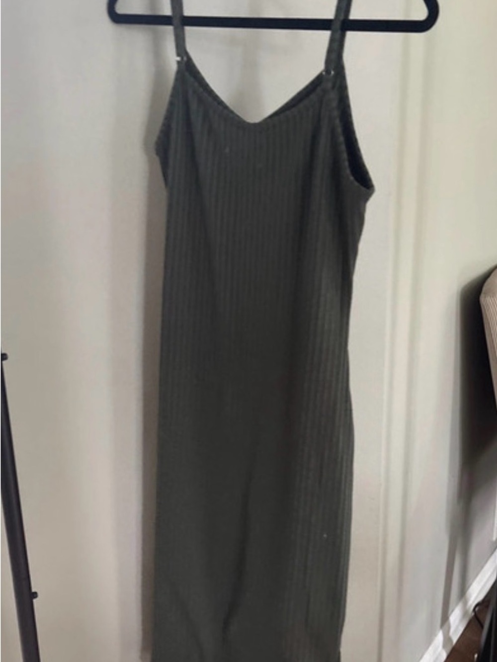 Women’s Olive Green Ribbed Slip Dress